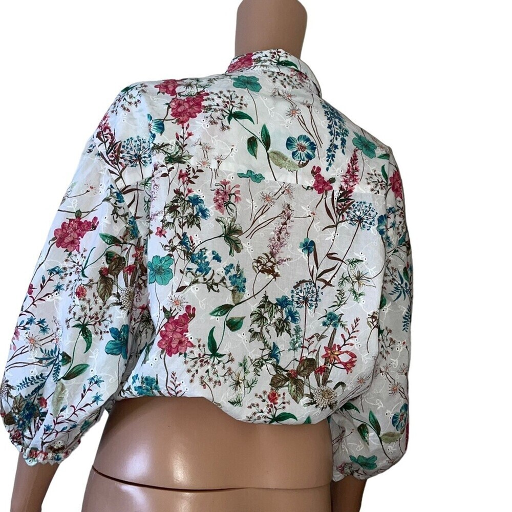 Sanctuary In Bloom blouse Cotton Floral-print In Cheerful floral button up SZ SM - Picture 8 of 9